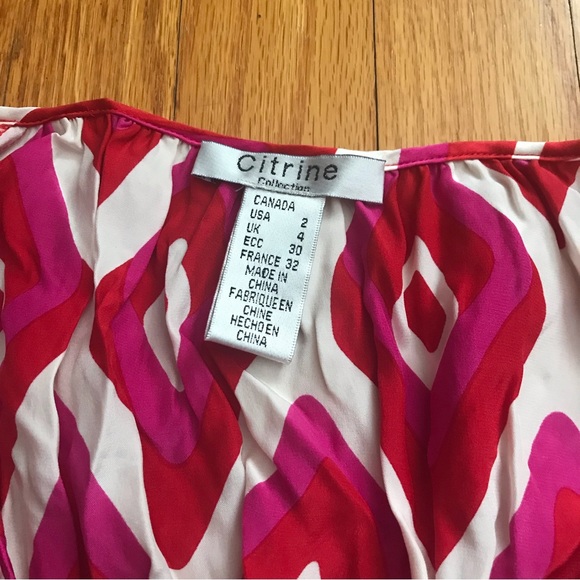 Citrine Geometrical Print Silk Dress - Picture 5 of 8